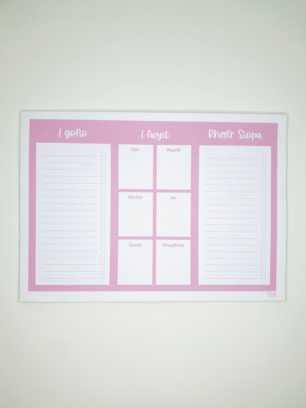 Food planner with shopping list (pink)