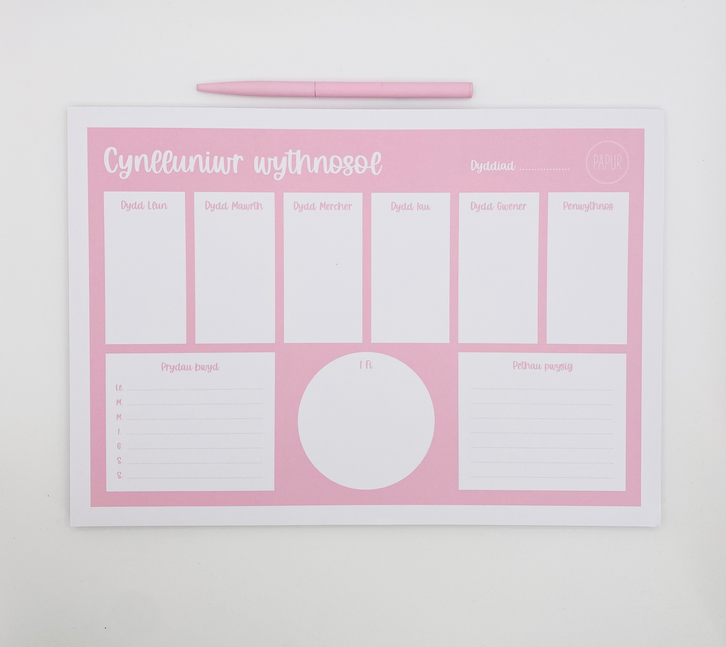 Weekly Planner, Stationery, Welsh Stationery, Cynlluniwr Wythnosol, Ysgrifennu, Writing